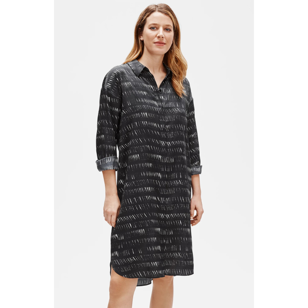 Eileen Fisher XS black Silk Organic Cotton Dash Shirtdress